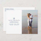 ANKER NAUTISCHE BRUILOFT FOTO BEWAAR DE DATUM AANKONDIGINGSKAART (Voorkant / Achterkant)