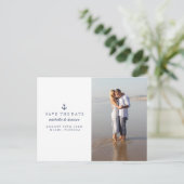 ANKER NAUTISCHE BRUILOFT FOTO BEWAAR DE DATUM AANKONDIGINGSKAART (Staand voorkant)