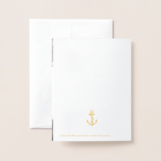  anker nautische bruiloft goud folie kaarten (Met envelop)