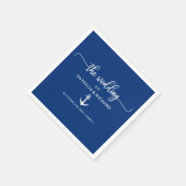 Anker nautische bruiloft marine blauw en wit servet (Hoek)