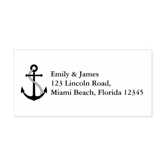 Anker nautische bruiloft retour adres rubberstempel (Afrduk)