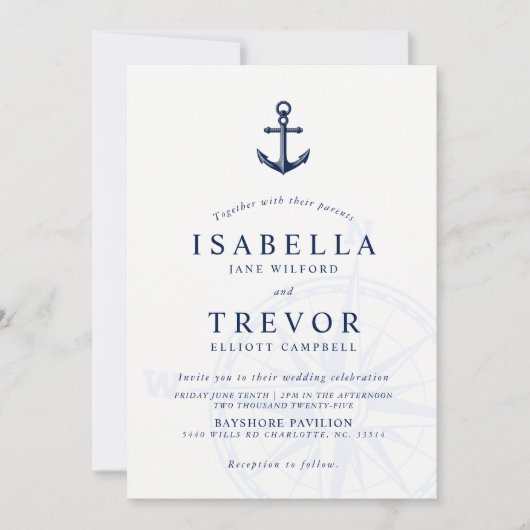 anker nautische bruiloft uitnodiging (Voorkant)