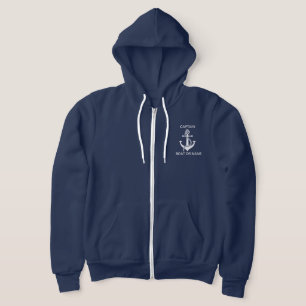 Anker Nautische Marine Blue Boat Captain Hoodie