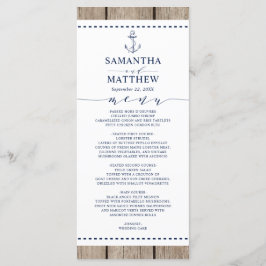 Anker Nautische Marine Rustiek Hout Bruiloft Menu