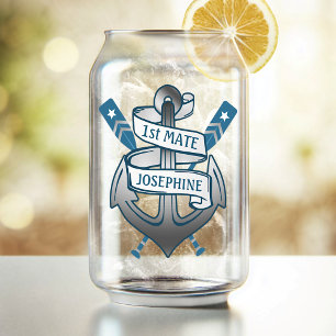 Anker nautische roeiriemen 1st Mate gepersonalisee Blikvorm Glas
