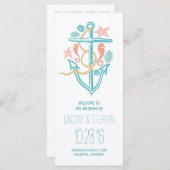 Anker nautische strand bruiloft programma programmakaart (Voorkant / Achterkant)