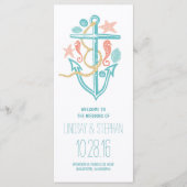 Anker nautische strand bruiloft programma programmakaart (Voorkant)