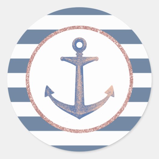 anker nautische strepen envelop afdichting ronde sticker (Voorkant)