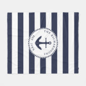 Anker Navy blauw en wit gestreepte nautische famil Fleece Deken (Voorkant (Horizontaal))