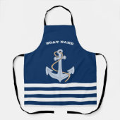 Anker Navy Blauwe Gestreepte Schort (Voorkant)