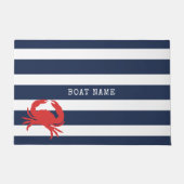 Anker Navy Blauwe Strepen Rode Krab Bootnaam Deurmat (Voorkant)