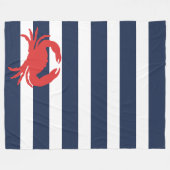 Anker Navy Blauwe Strepen Rode Krab Fleece Deken (Voorkant (Horizontaal))