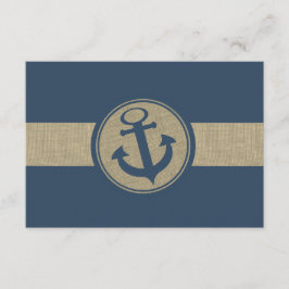 Anker Navy Blauwe Strepen Strand Bruiloft Reactie RSVP Kaartje