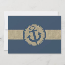Anker Navy Blauwe Strepen Strand Bruiloft Reactie RSVP Kaartje