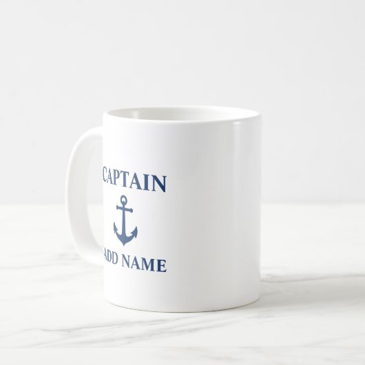  Anker Navy Blue Captain of bootnaam Koffiemok (Voorkant links)