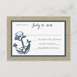 Anker Navy Blue en Burlap Response Kaart