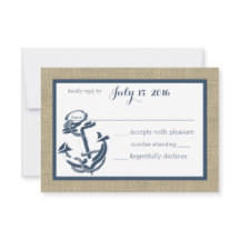 Anker Navy Blue en Burlap Response Kaart