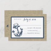 Anker Navy Blue en Burlap Response Kaart (Voorkant / Achterkant)
