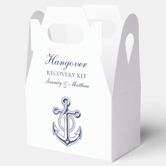 Anker Navy Blue Hangover Kit Nautische Huwelijk Bedankdoosjes (Geopend)