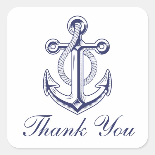 Anker Navy Blue nautische bruiloft dank u Vierkante Sticker (Voorkant)