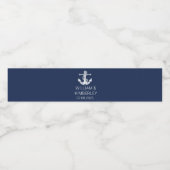 Anker Navy Blue nautische elegante bruiloft Waterfles Etiket (Enkel label)