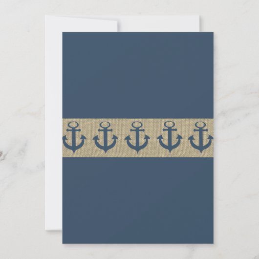 Anker Navy Blue Stripes Baby shower Kaart (Voorkant)