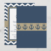 Anker Navy Blue Zigzag Baby shower Kaart (Voorkant / Achterkant)
