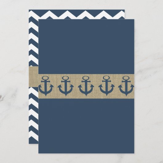 Anker Navy Blue Zigzag Baby shower Kaart (Voorkant / Achterkant)