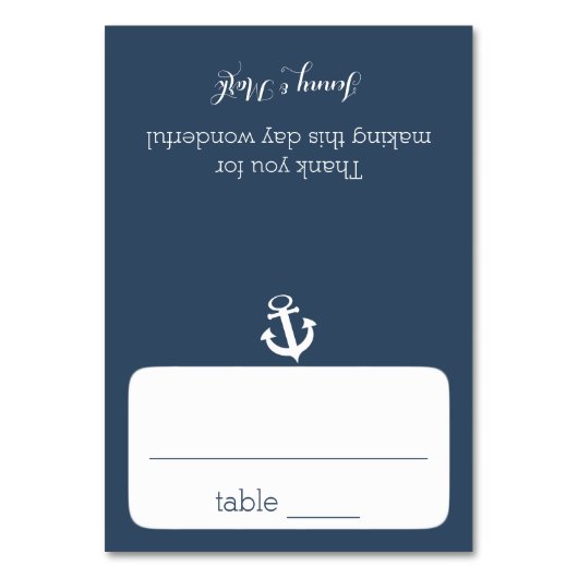 Anker Navy Blue Zitplaatsen Kaart (Voorkant)