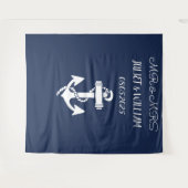 Anker Navy Mr. & Mrs. Bruiloft Achtergrond banner Wandkleed (Voorkant (horizontaal))