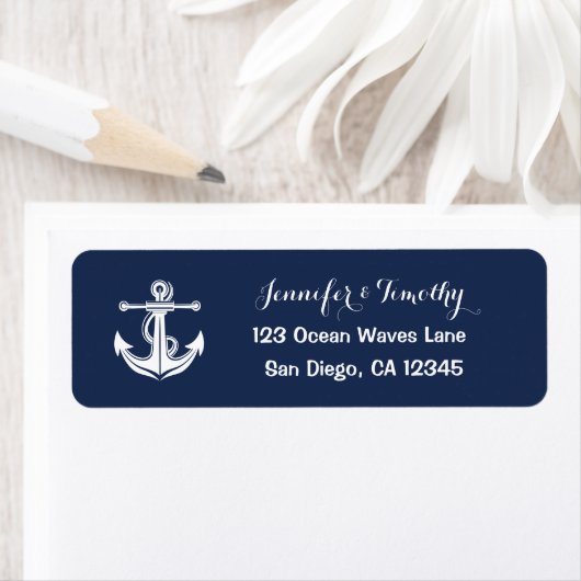 Anker Navy Nautical Beach Elegante bruiloft Etiket (Insitu)