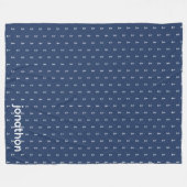 Anker Navy & Wit Patroon ID836 Fleece Deken (Voorkant (Horizontaal))