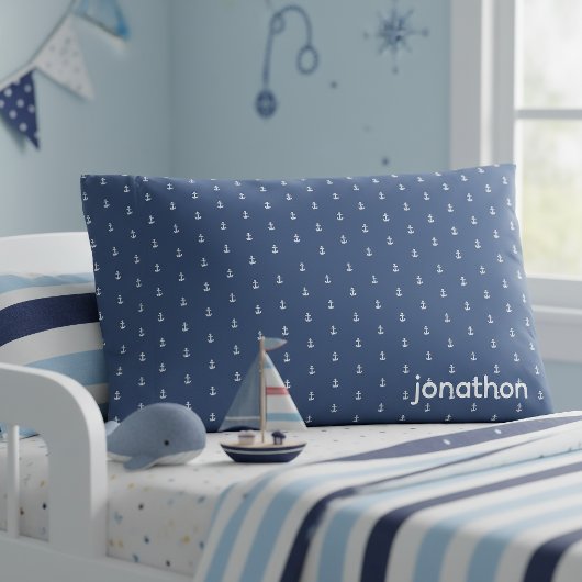 Anker Navy & Wit Patroon ID836 Kussensloop
