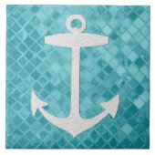 Anker op Aqua Zeeen glaspatroon Tegeltje (Voorkant)