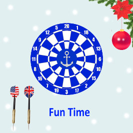 Anker op blauwe en witte dartbord