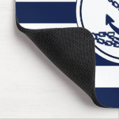 Anker op de Nautical Blue and White Stripes Sailor Muismat (Hoek)