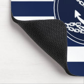Anker op de Nautical Blue and White Stripes Sailor Muismat (Hoek)