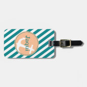 Anker op de strepen | blauwgroen perzik bagagelabel (Voorkant horizontaal)