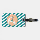 Anker op de strepen | blauwgroen perzik bagagelabel (Achterkant horizontaal)
