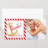 Anker op de strepen | rood wit bedankkaart (Voorkant / Achterkant)