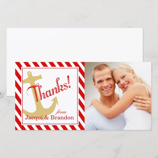 Anker op de strepen | rood wit bedankkaart (Voorkant / Achterkant)