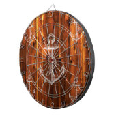  anker op donkere houten planken dartbord (Voorkant Rechts)