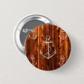  anker op donkere houten planken ronde button 5,7 cm (Voorkant /achterkant)