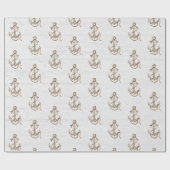 Anker op gewitgewassen hout cadeaupapier (Vlak)