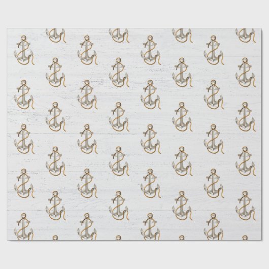 Anker op gewitgewassen hout cadeaupapier (Vlak)