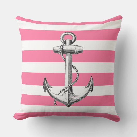 Anker op het nochtans roze strooppatroon kussen (Voorkant)