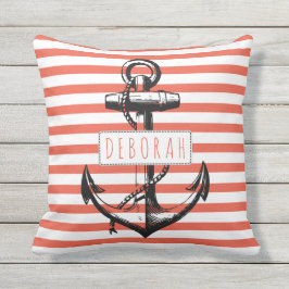  anker op koraal gestreept zeepatroon buitenkussen