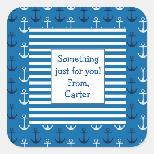Anker op maat geschenkstickers vierkante sticker (Voorkant)