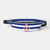 Anker op Nautical Navy Blue Stripes Print Heuptasje (Voorkant)