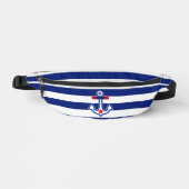 Anker op Nautical Navy Blue Stripes Print Heuptasje (Voorkant)